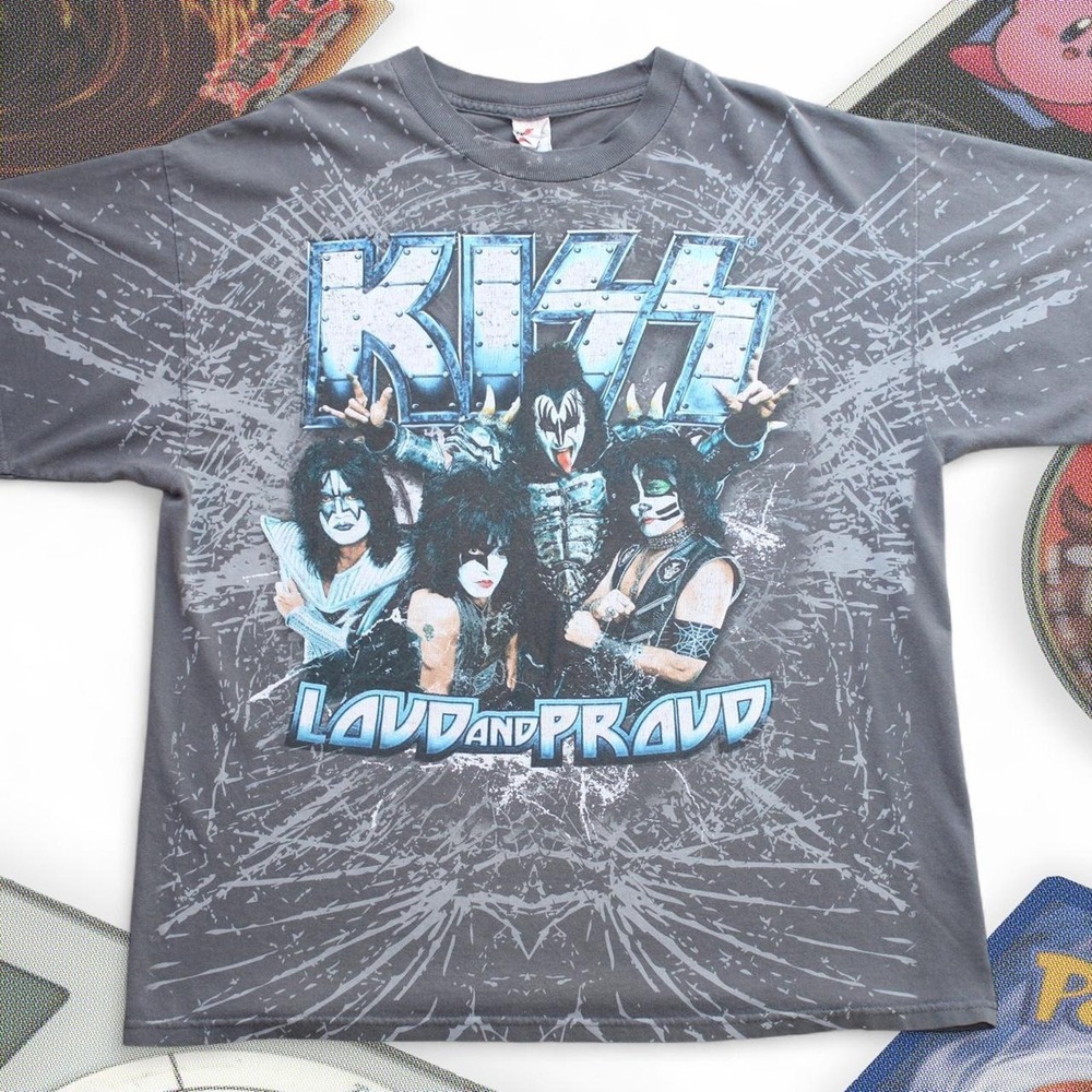 Gray Kiss Loud and Proud Cracked Glass 2012 Graphic Band Tee